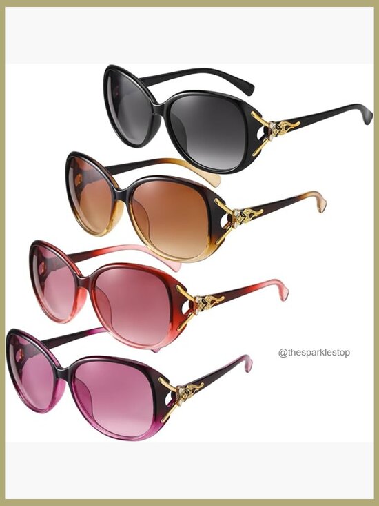 4 Pack Retro Cat Eye Oversized Sunglasses UV400 Protection Plastic main image 5